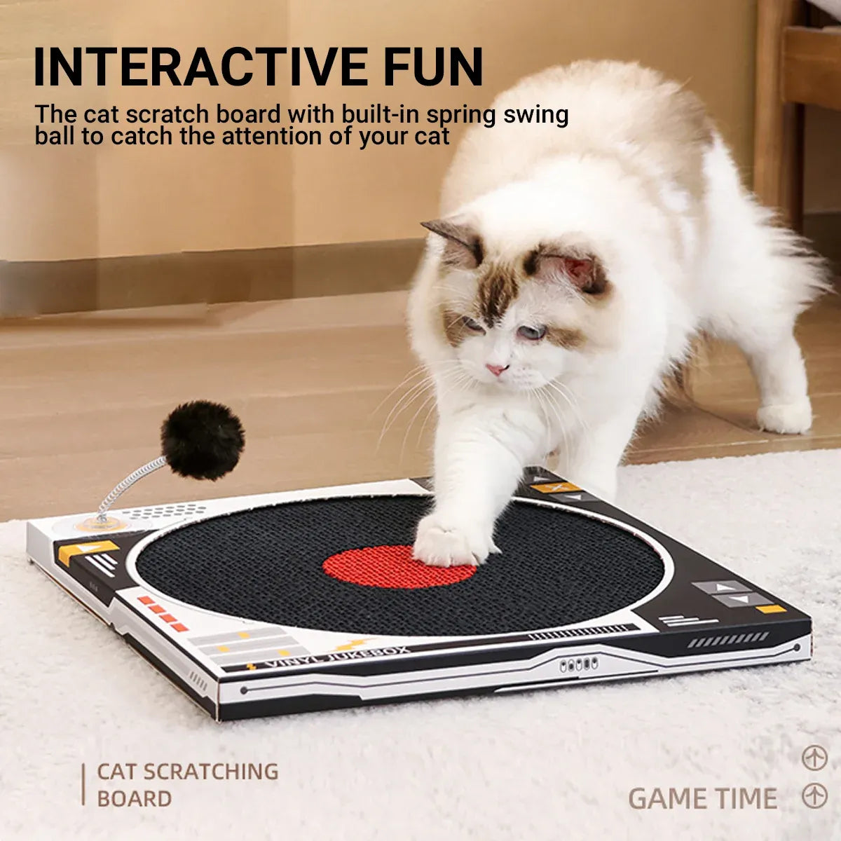 Record Player Cat Scratching Board Corrugated Cardboard Cat Toy