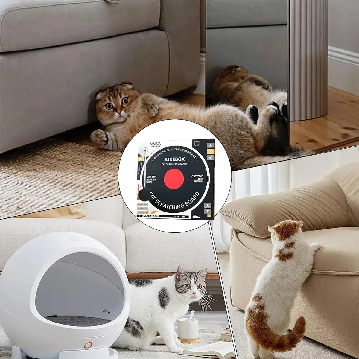 Record Player Cat Scratching Board Corrugated Cardboard Cat Toy
