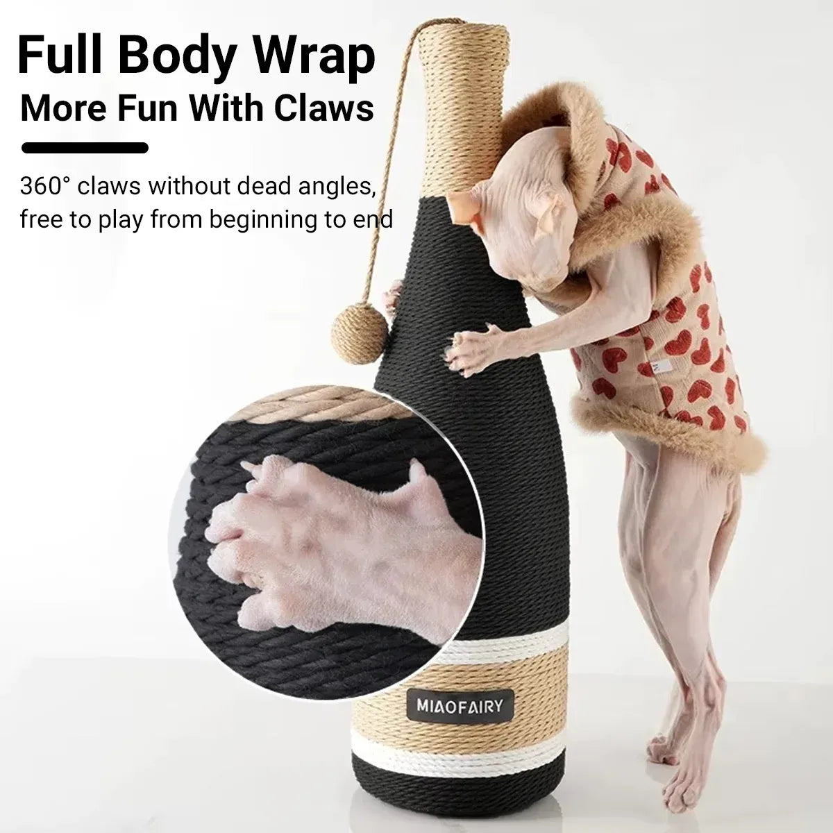 Vertical Cat Claw Wine Bottle Toy Kitten Scratcher Interactive Pet Play Chew Fun