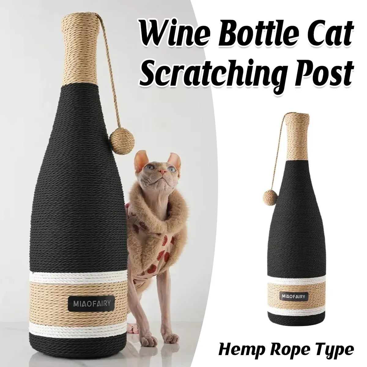 Vertical Cat Claw Wine Bottle Toy Kitten Scratcher Interactive Pet Play Chew Fun