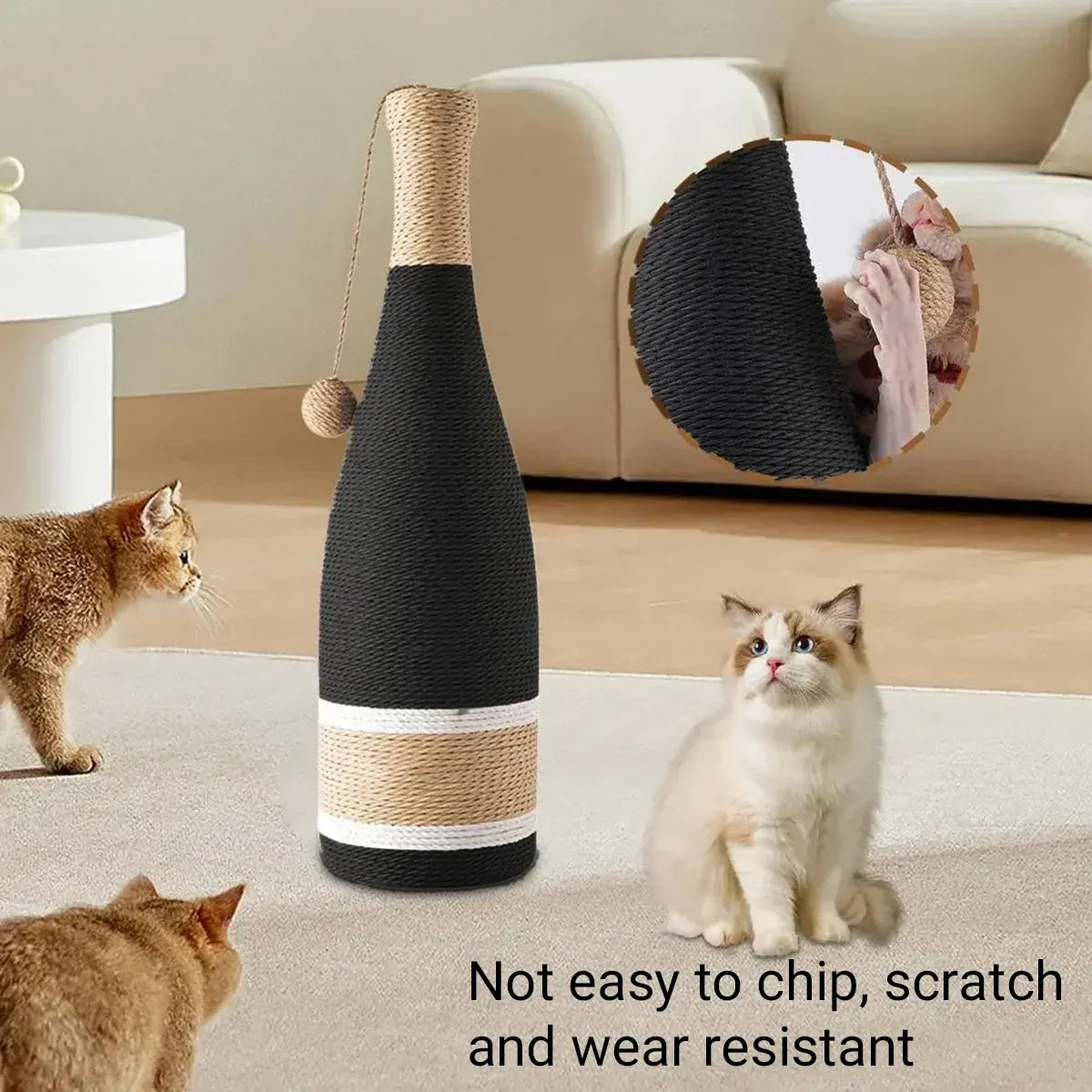Vertical Cat Claw Wine Bottle Toy Kitten Scratcher Interactive Pet Play Chew Fun