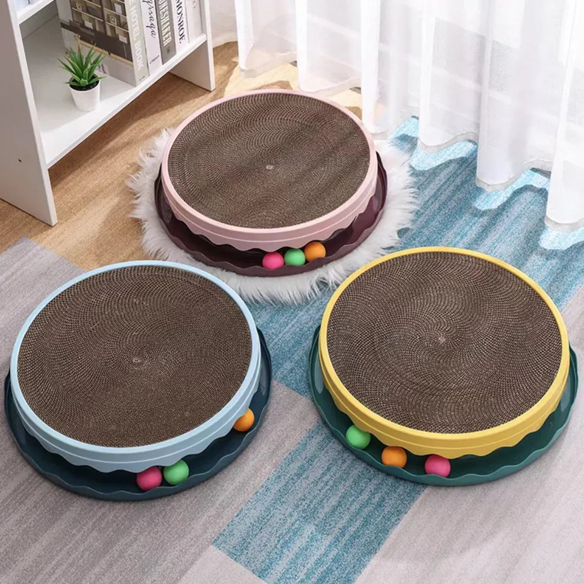 Cat Scratcher Turntable Toy Large Round Corrugated Board Nest Scratch Resistant - Pink