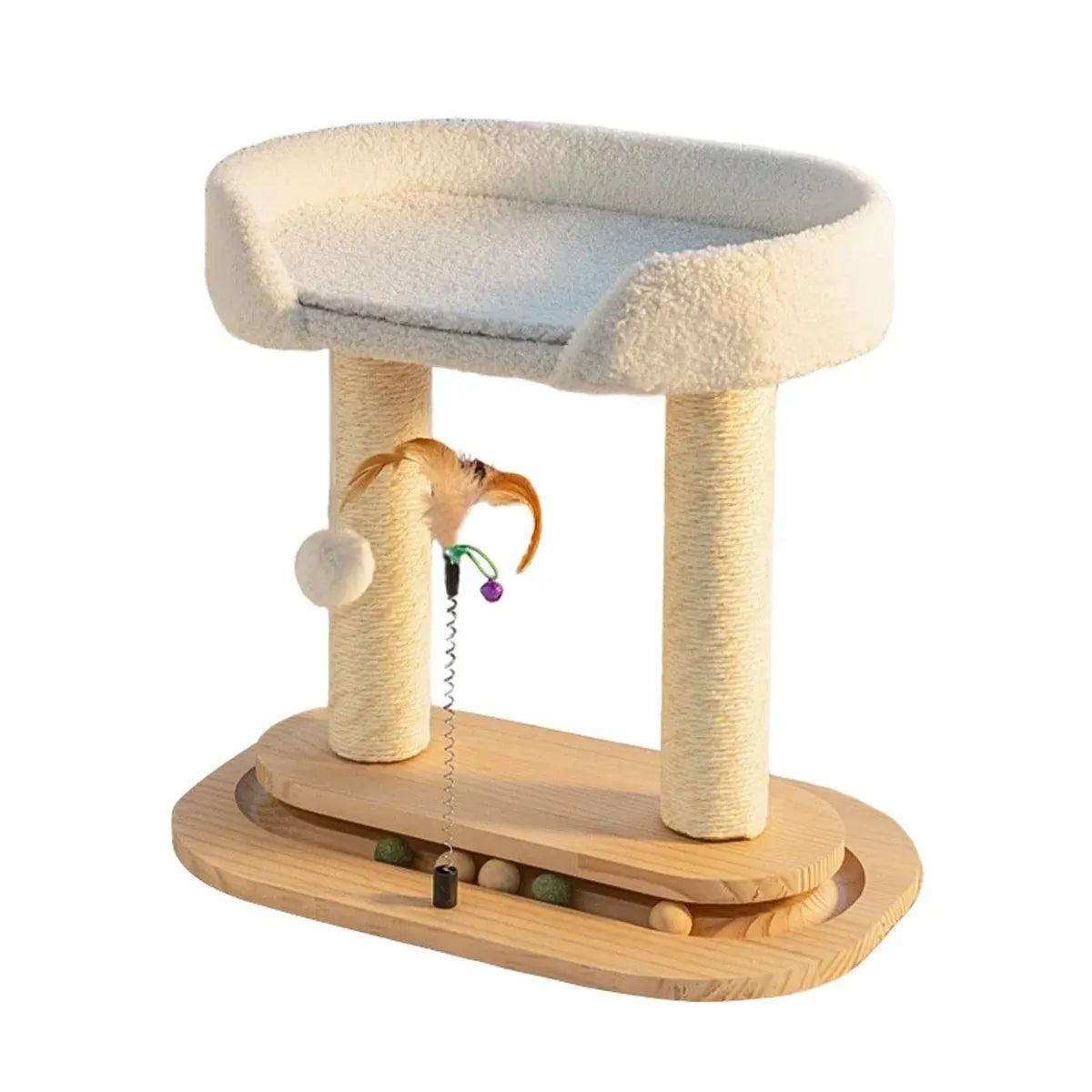 Rotating Cat Tree Cat Condo All in One Scratching Post Sturdy Non Shedding