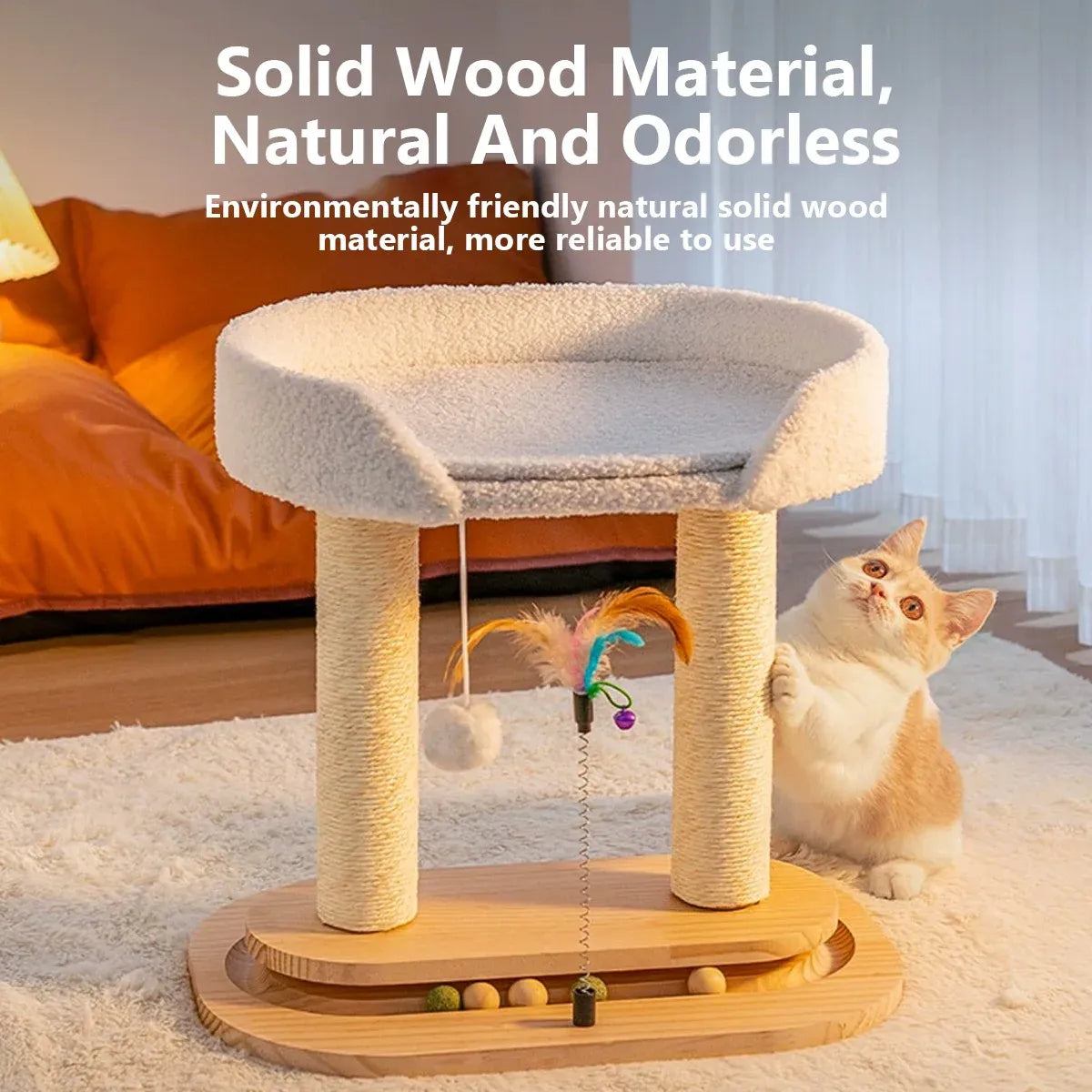Rotating Cat Tree Cat Condo All in One Scratching Post Sturdy Non Shedding