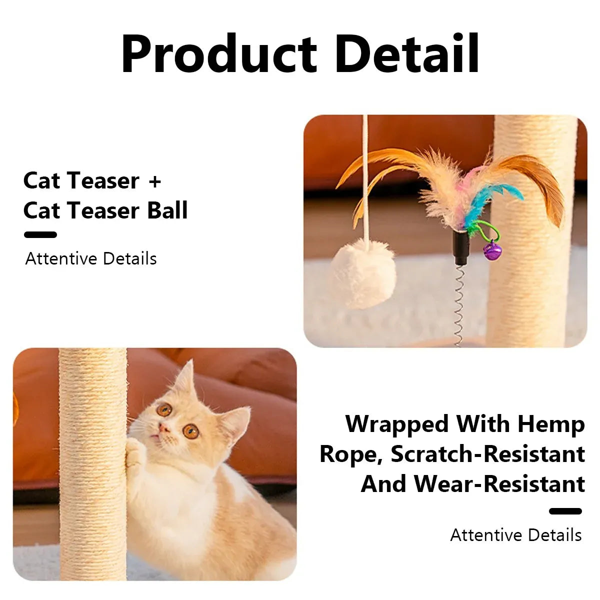 Rotating Cat Tree Cat Condo All in One Scratching Post Sturdy Non Shedding