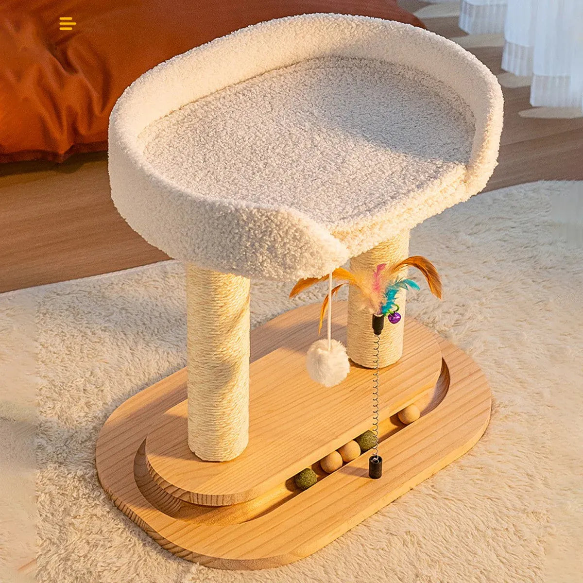 Rotating Cat Tree Cat Condo All in One Scratching Post Sturdy Non Shedding