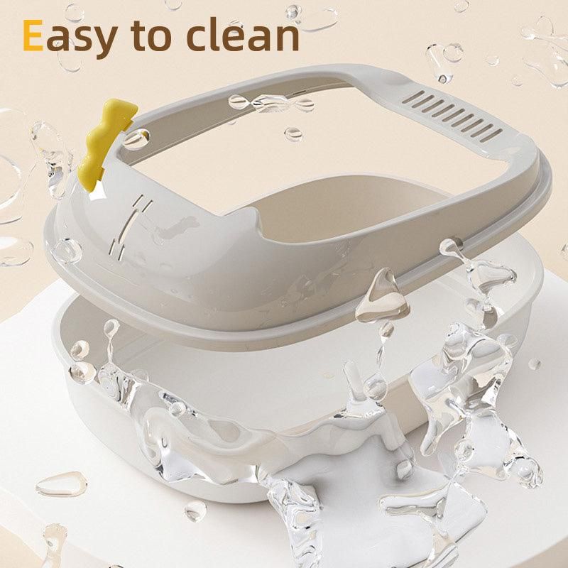 Semi Enclosed Cat Litter Box Large Detachable Washable Toilet Bedpan for Cats