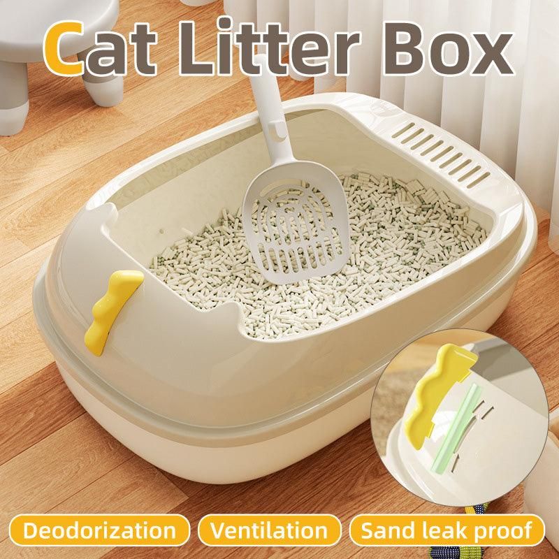 Semi Enclosed Cat Litter Box Large Detachable Washable Toilet Bedpan for Cats