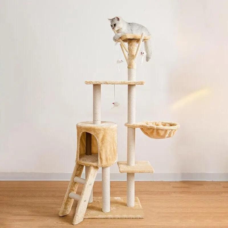 Cat Tree Scratching Post Gym House Condo Scratcher Furniture Tower - Grey-Black