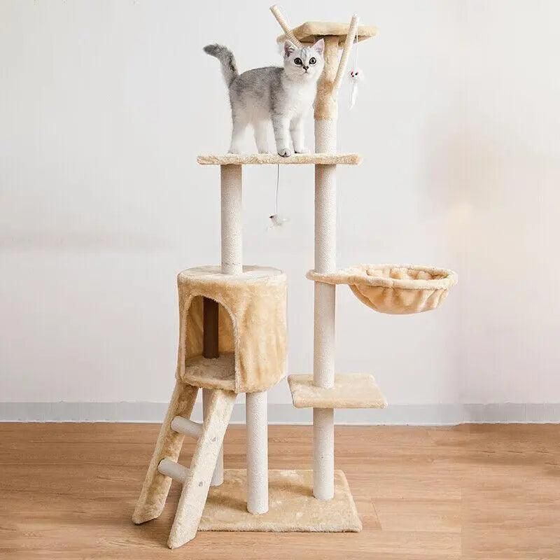 Cat Tree Scratching Post Gym House Condo Scratcher Furniture Tower - Grey