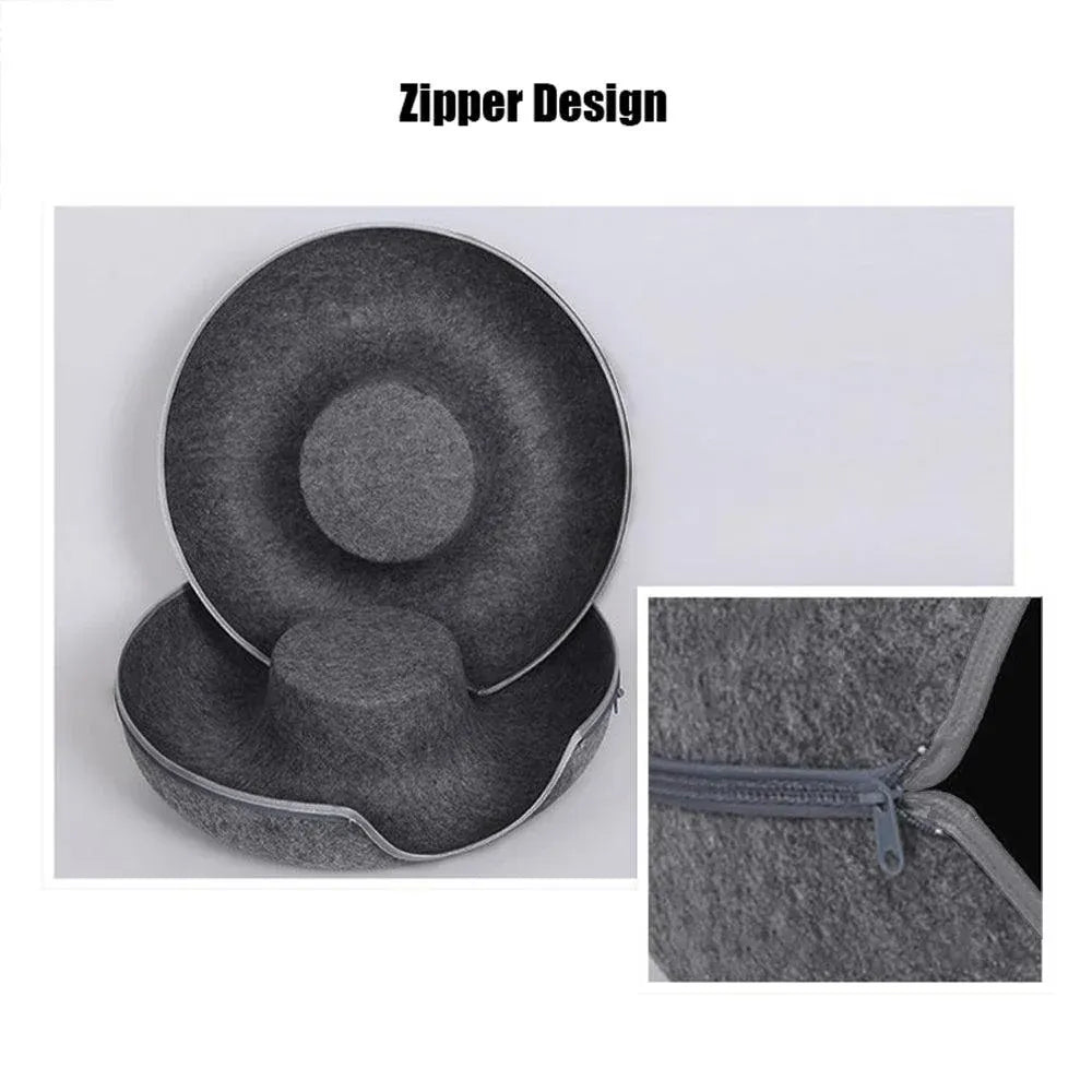 Felt Cat Tunnel Bed Round Donut Cave Nest for Kittens and Small Pets 60x30cm - Dark Grey