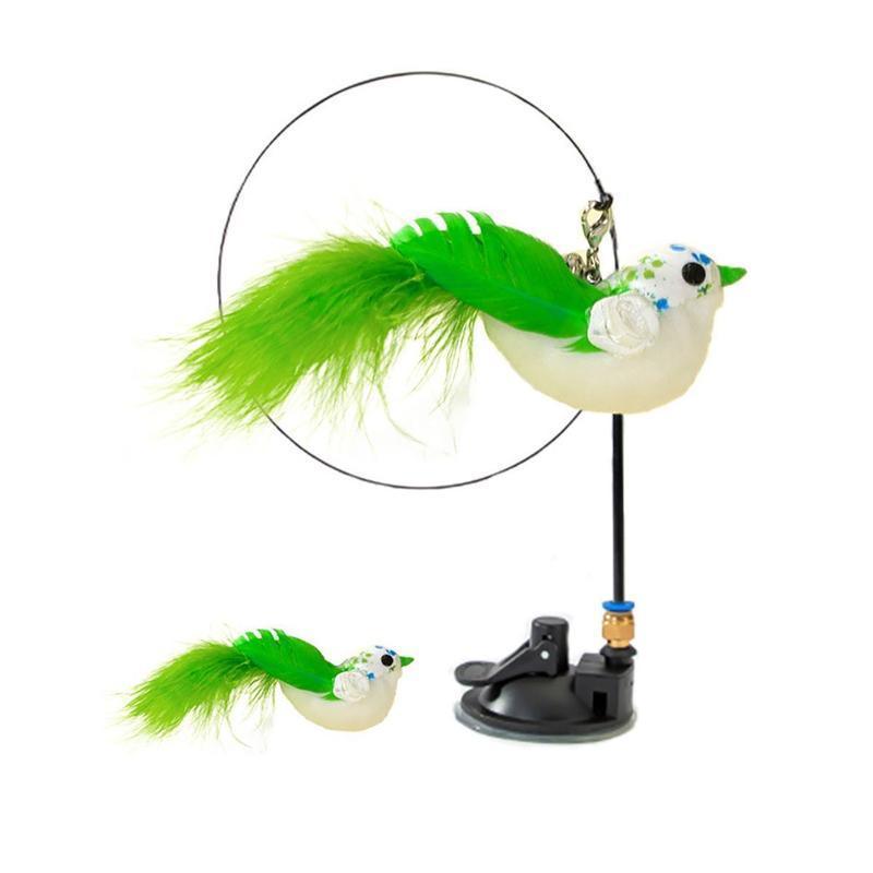 Cat Play Toy Simulation Birds Teaser Wand Interactive Stick with Suction Cup - 2