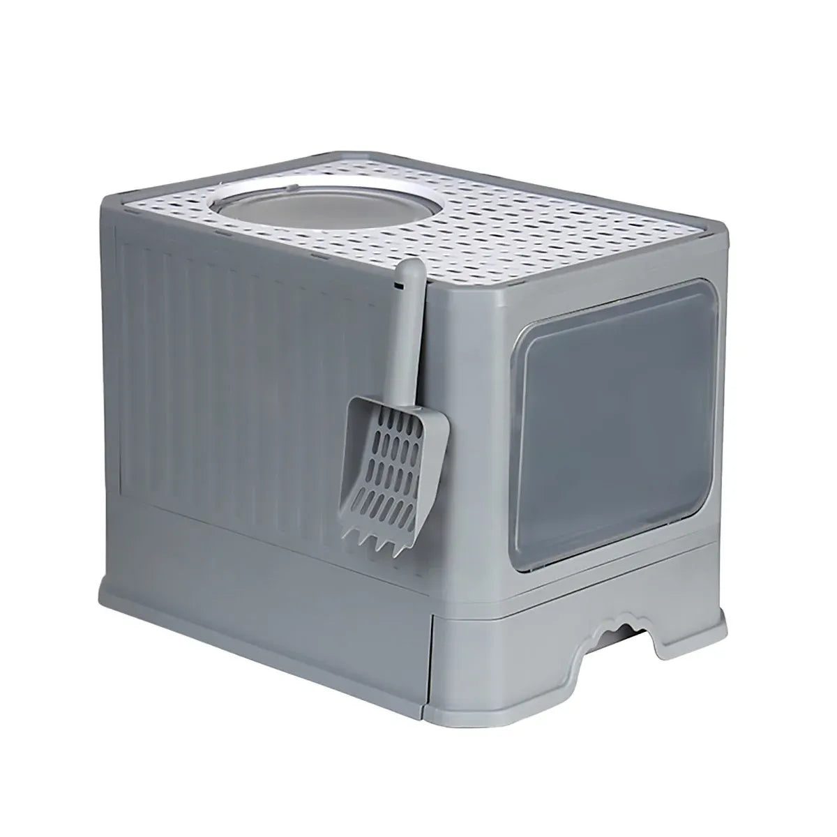Large Fully Enclosed Cat Litter Box Cat Toilet Pet Litter Tray Odor Control - Grey