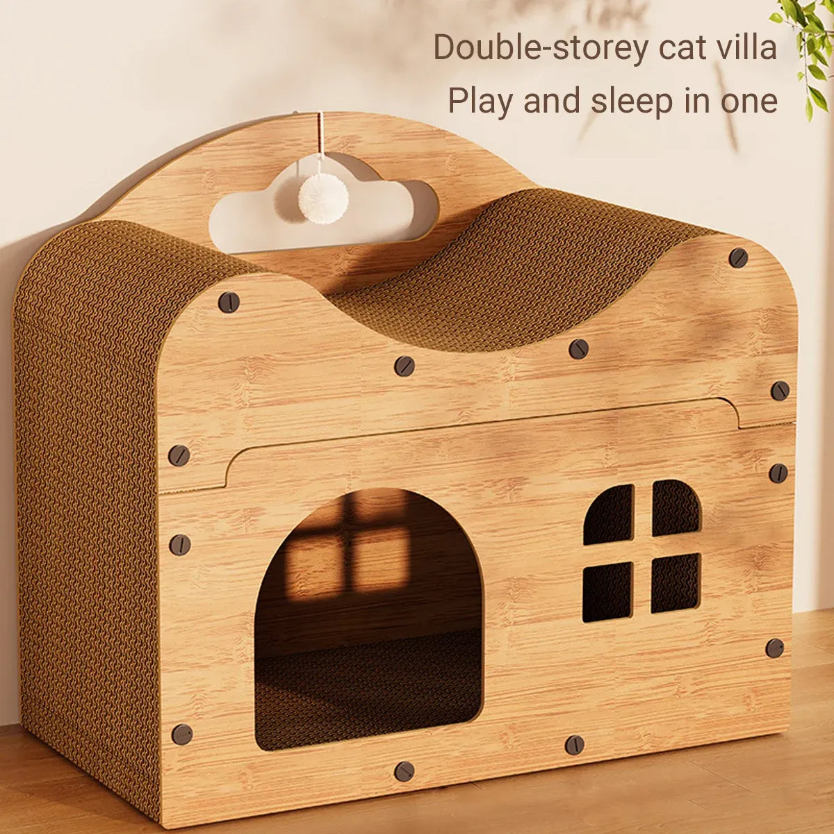 2 in 1 Cat Bed Cat Scratcher Cat House Kitten Sleeping Bed Pet Furniture Cat
