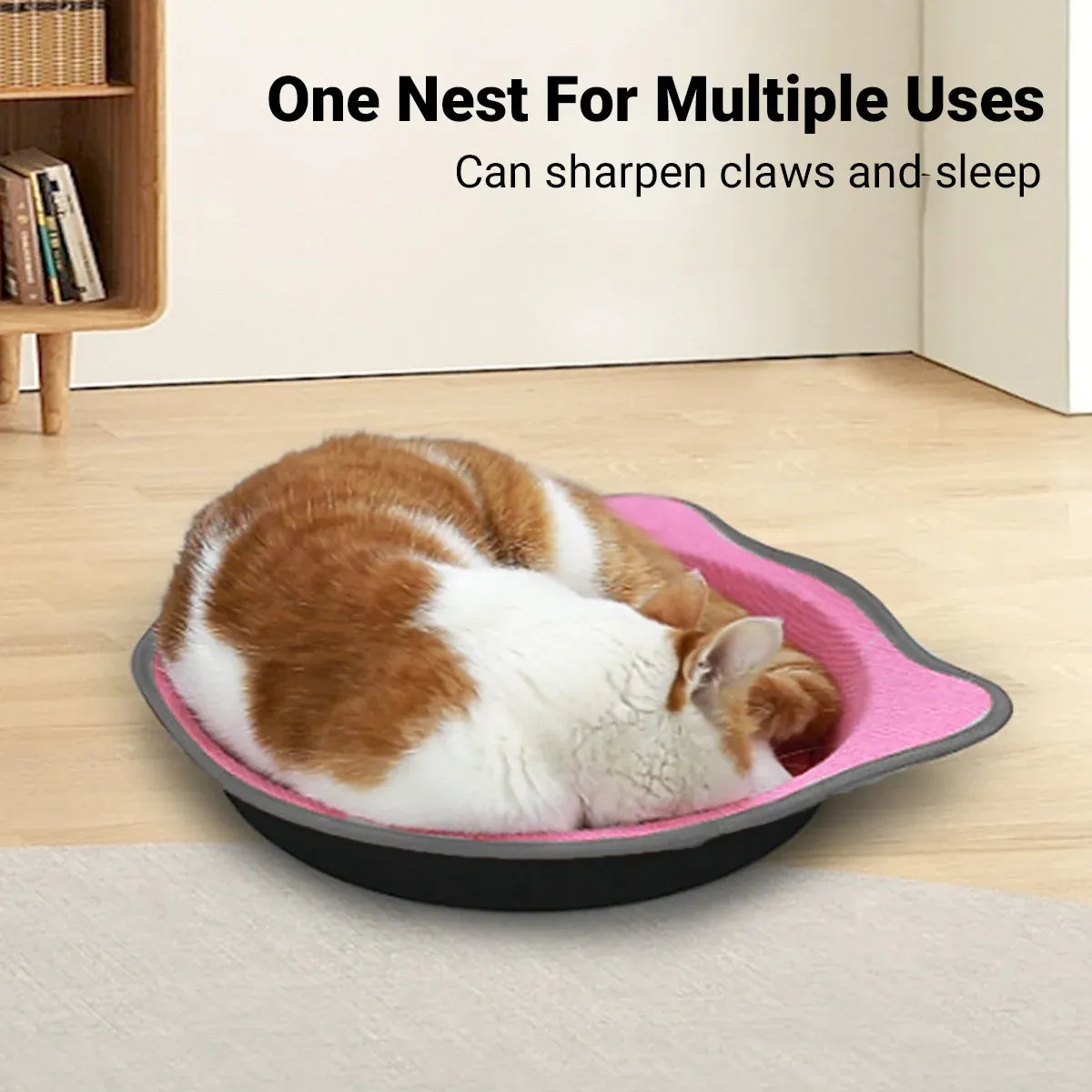 Cat Scratching Post Pad 2 in 1 PP Blanket Non Slip Indoor Kitten 38 x 38 x 5cm - Beige