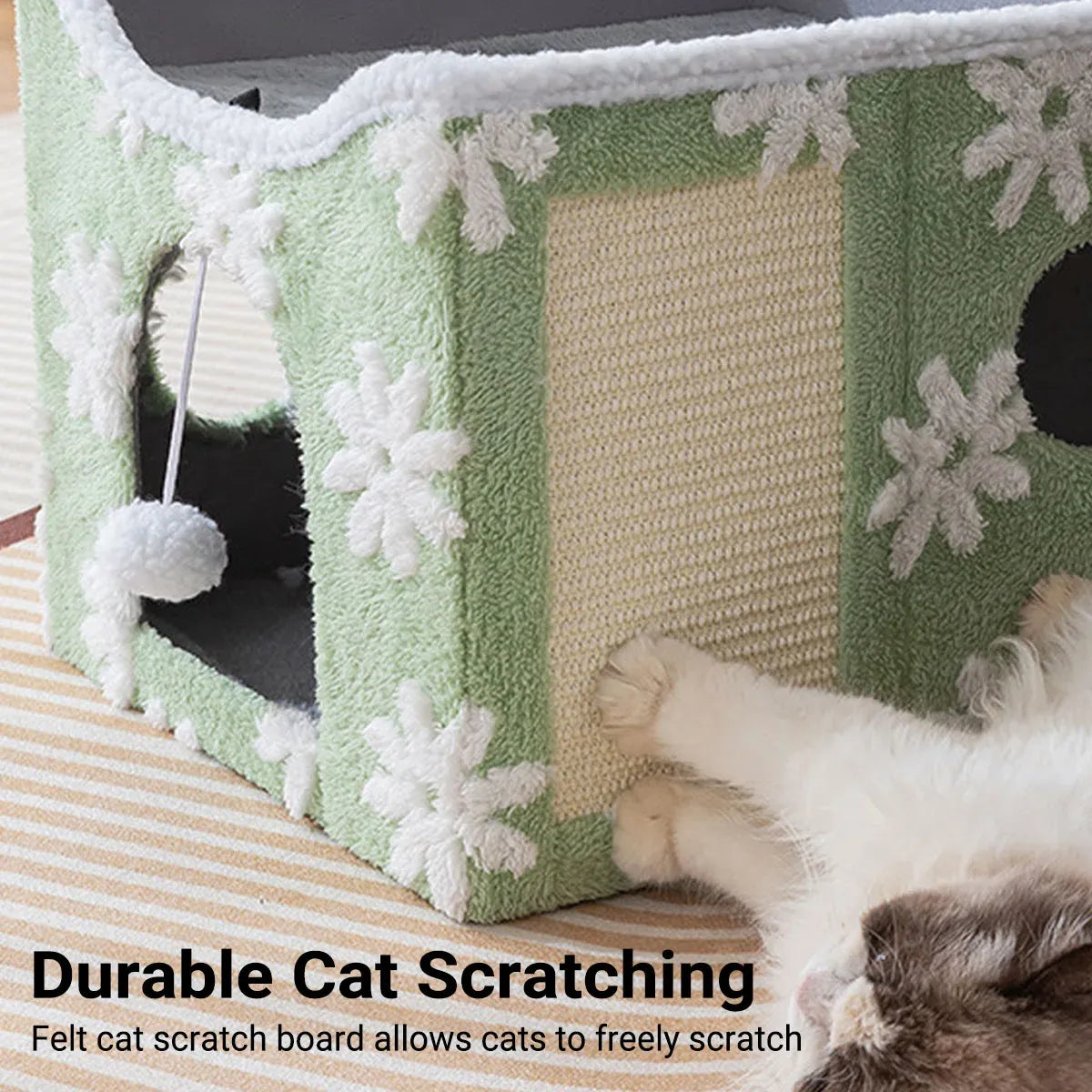 Cat Bed Foldable Double Layer Upper Lower Pet House Sleeping Nest Cushion - Blue