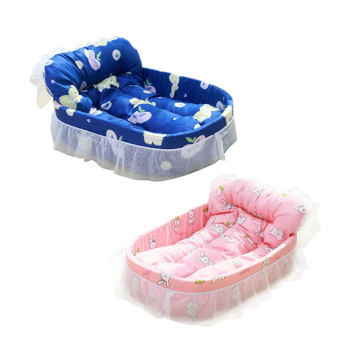 Cat Kennel Universal Cat Sleeping Nest Princess Style Lace Pet Special Kitten Cyber Red Mat - Blue