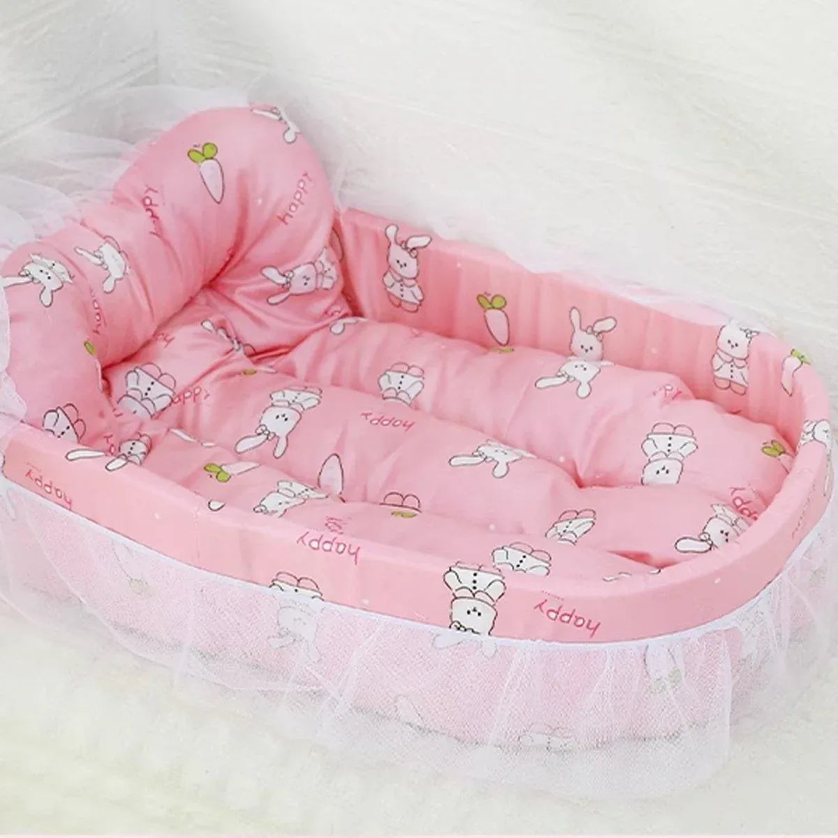Cat Kennel Universal Cat Sleeping Nest Princess Style Lace Pet Special Kitten Cyber Red Mat - Blue