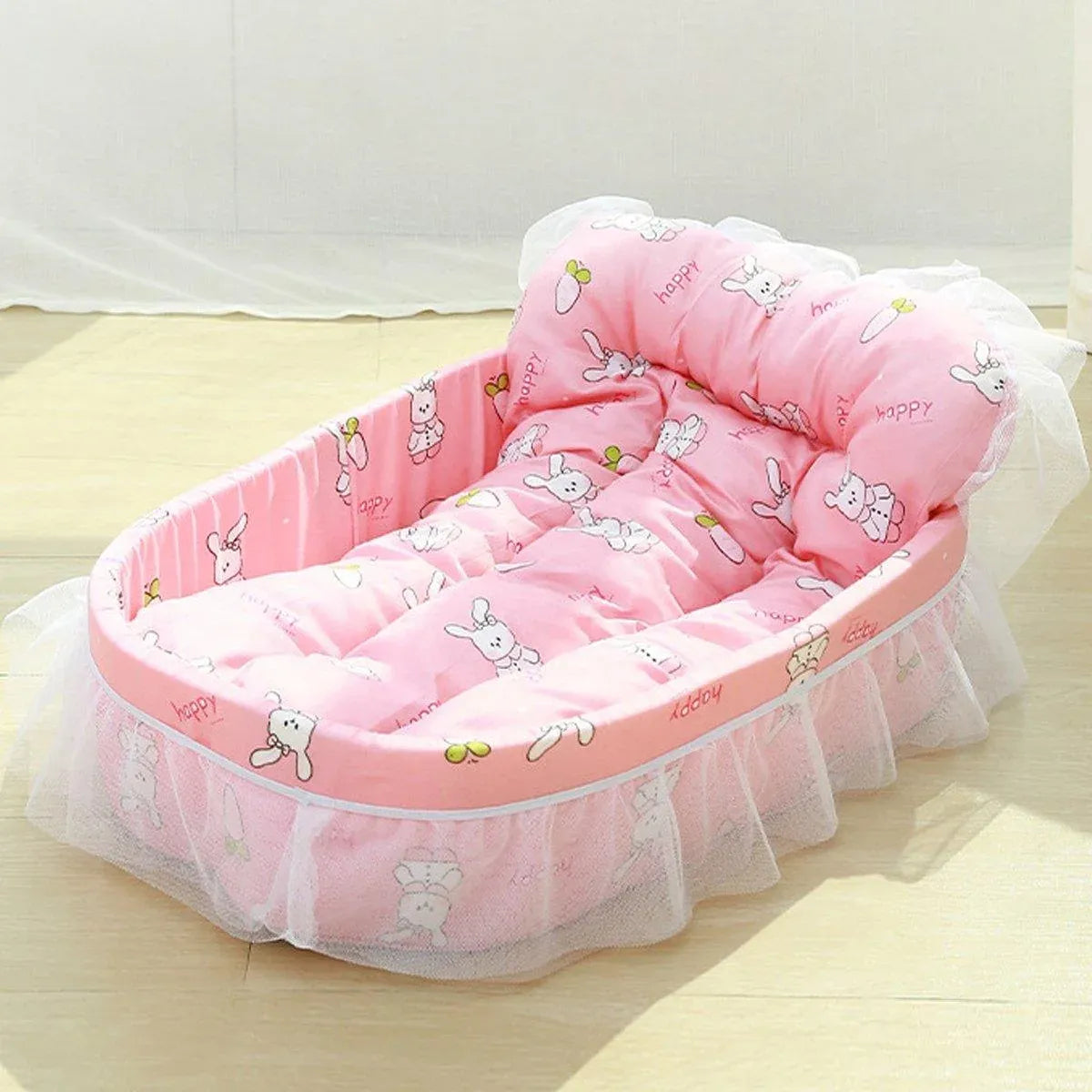 Cat Kennel Universal Cat Sleeping Nest Princess Style Lace Pet Special Kitten Cyber Red Mat - Blue