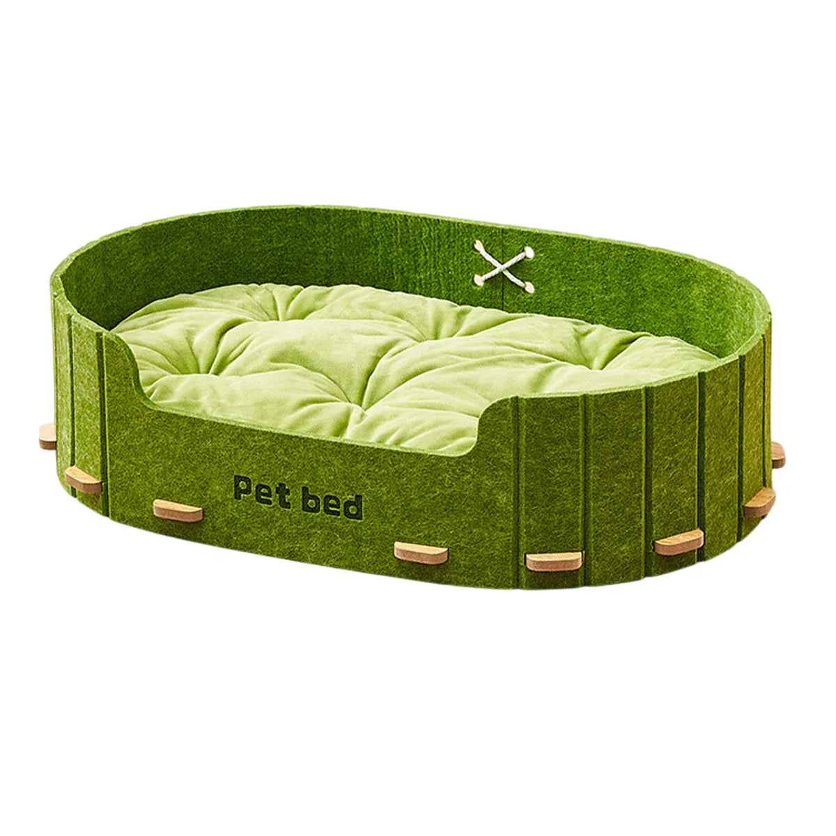 Pet Sleeping Bed Felt Cat Nest Warm Dog Bed Soft Indoor Cushion Removable Design - Green
