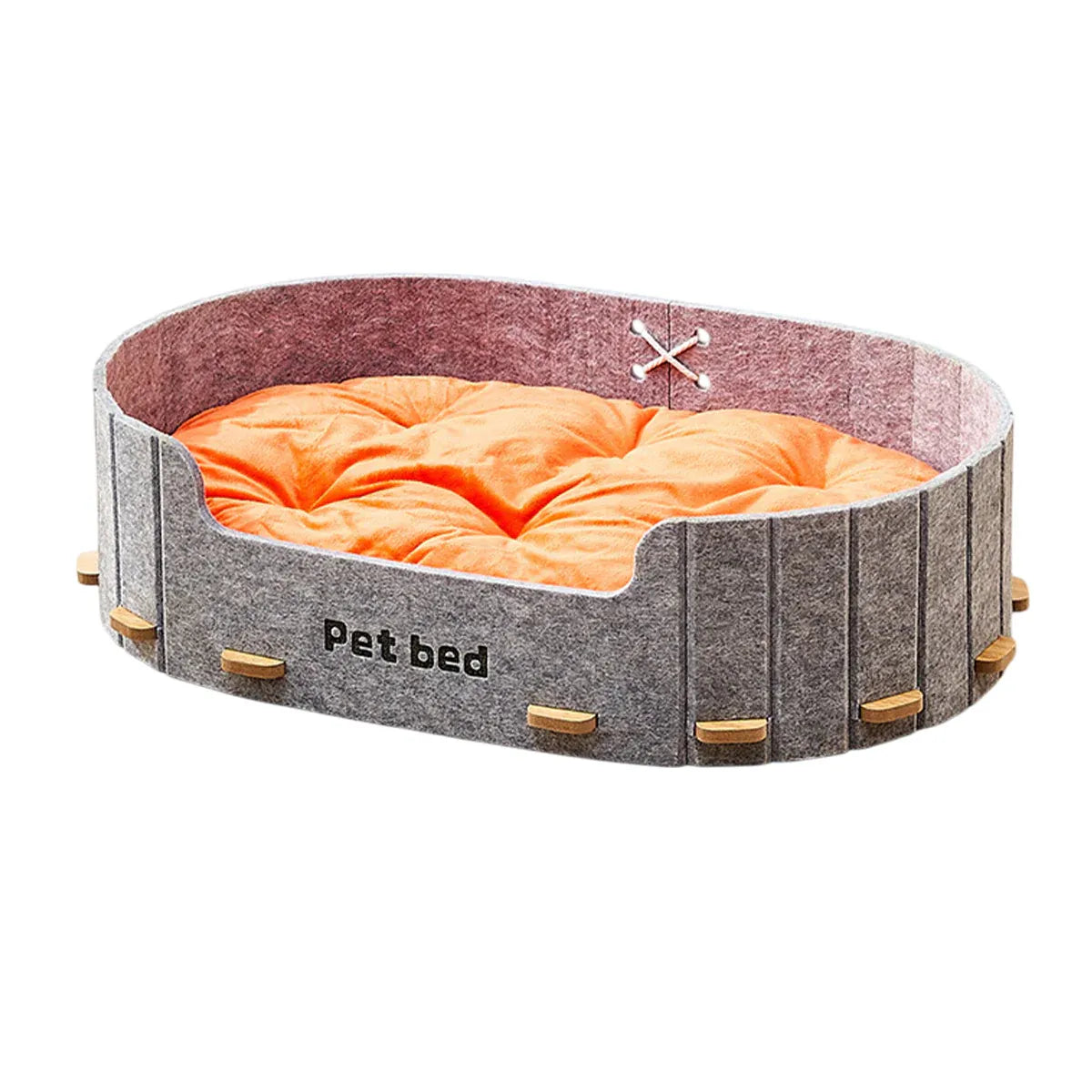 Pet Sleeping Bed Felt Cat Nest Warm Dog Bed Soft Indoor Cushion Removable Design - Grey