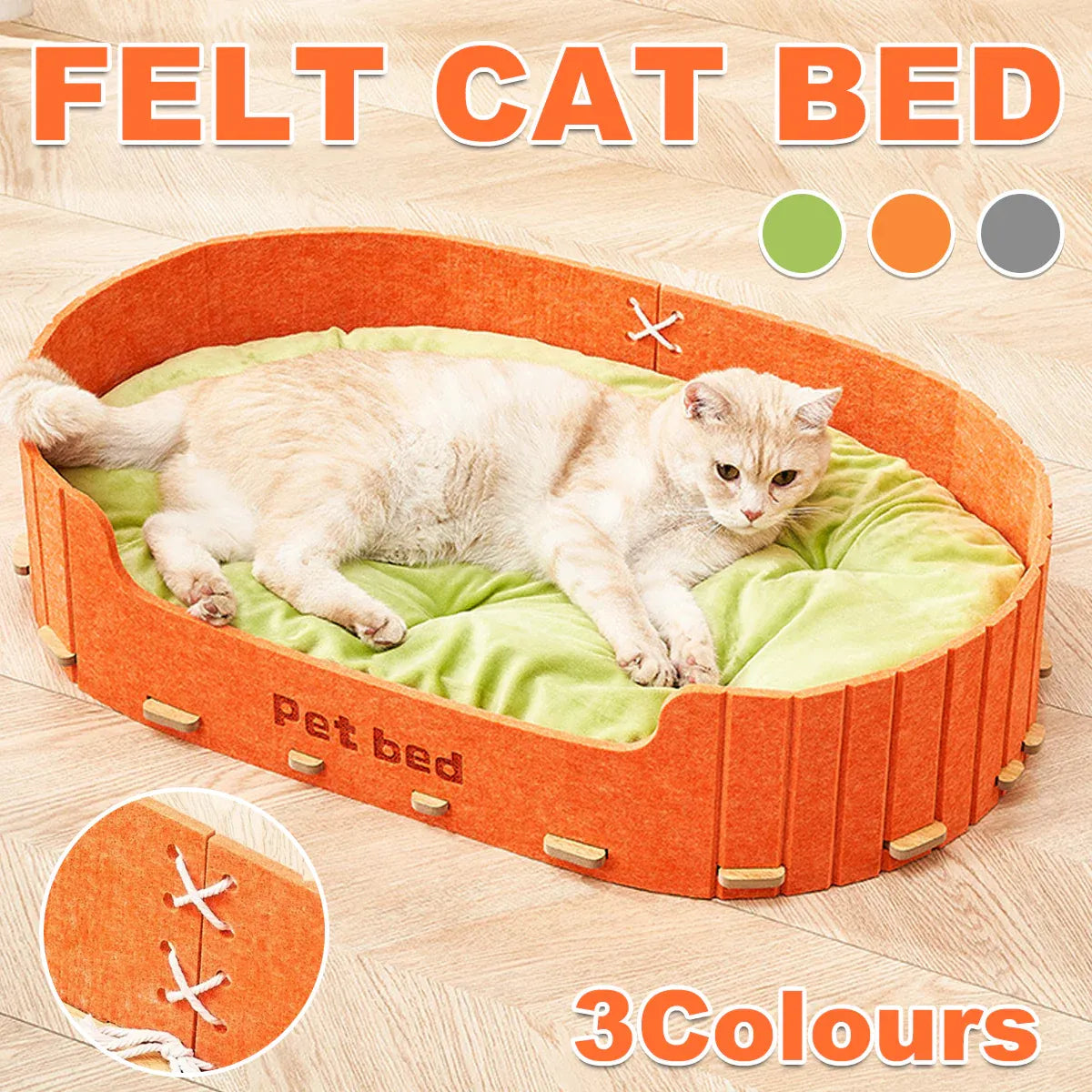Pet Sleeping Bed Felt Cat Nest Warm Dog Bed Soft Indoor Cushion Removable Design - Grey