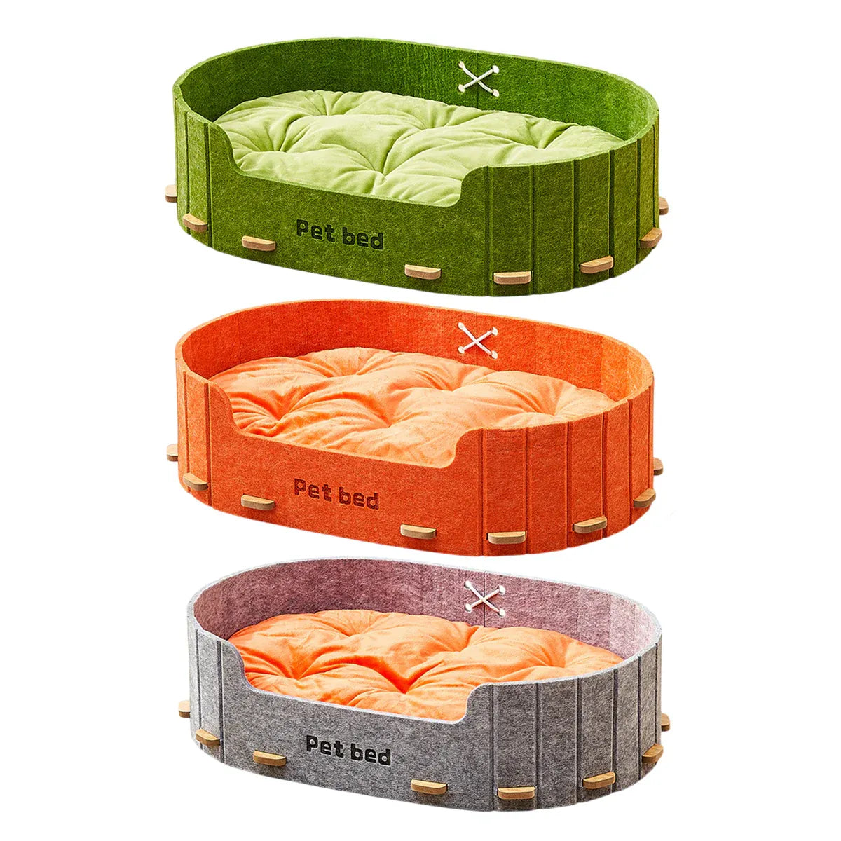 Pet Sleeping Bed Felt Cat Nest Warm Dog Bed Soft Indoor Cushion Removable Design - Grey