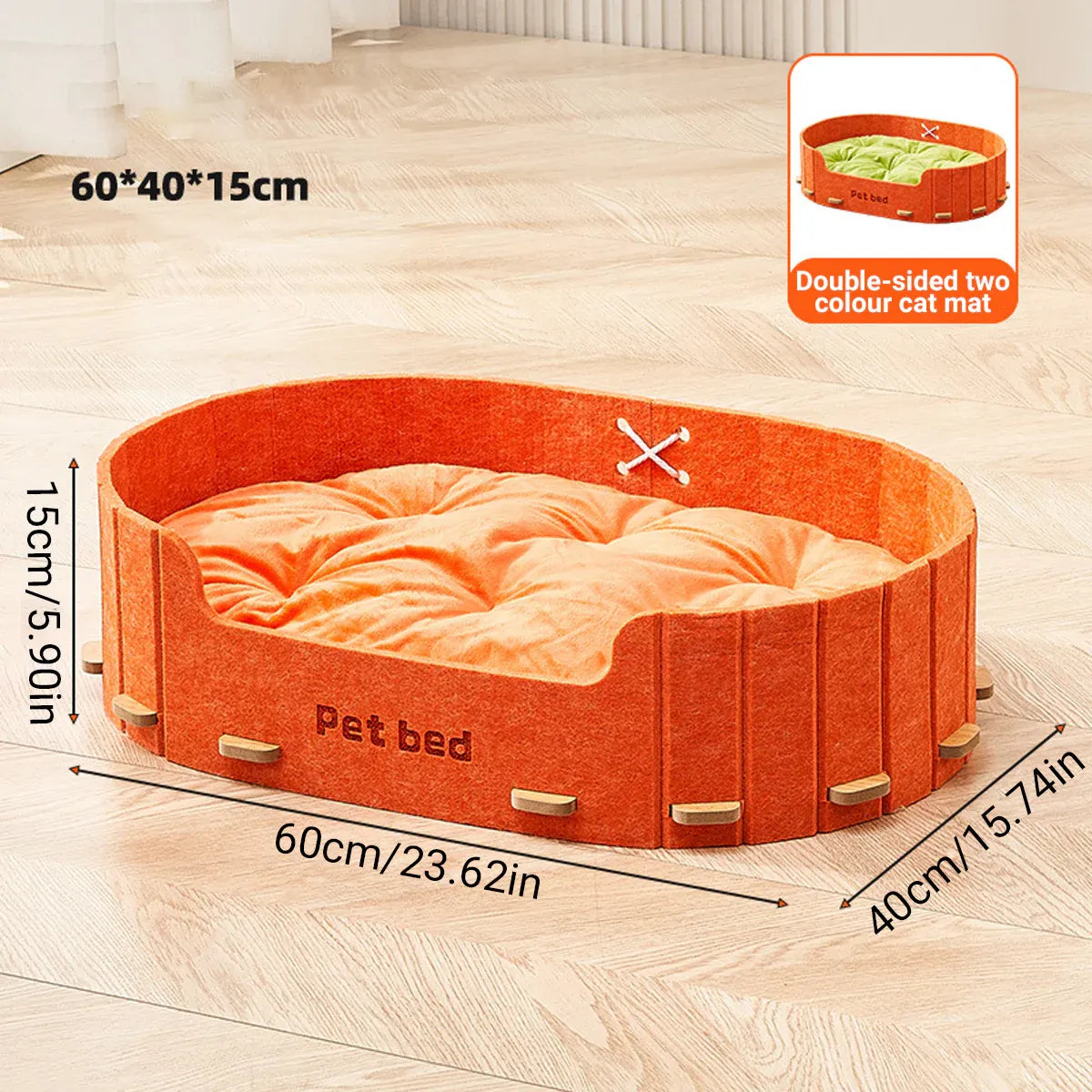 Pet Sleeping Bed Felt Cat Nest Warm Dog Bed Soft Indoor Cushion Removable Design - Grey