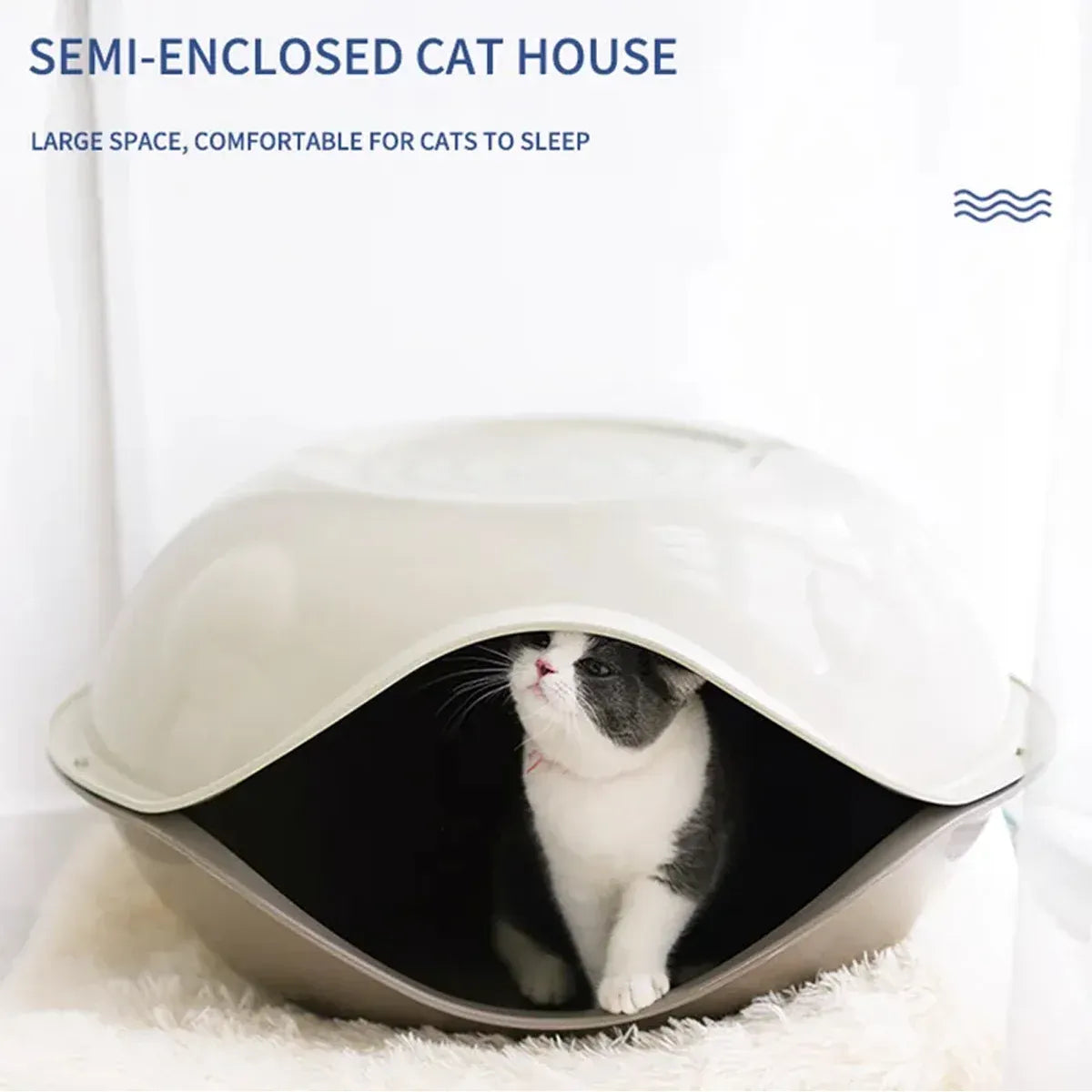 Cat Bed Semi Enclosed Nest Removable Washable Pet House Four Seasons Portable