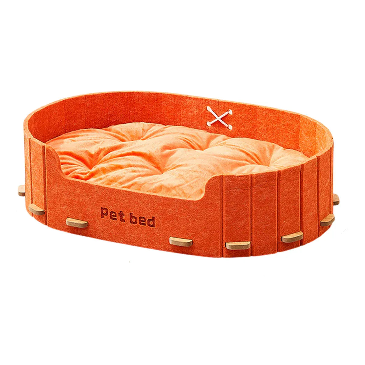 Pet Sleeping Bed Felt Cat Nest Warm Dog Bed Soft Indoor Cushion Removable Design - Orange