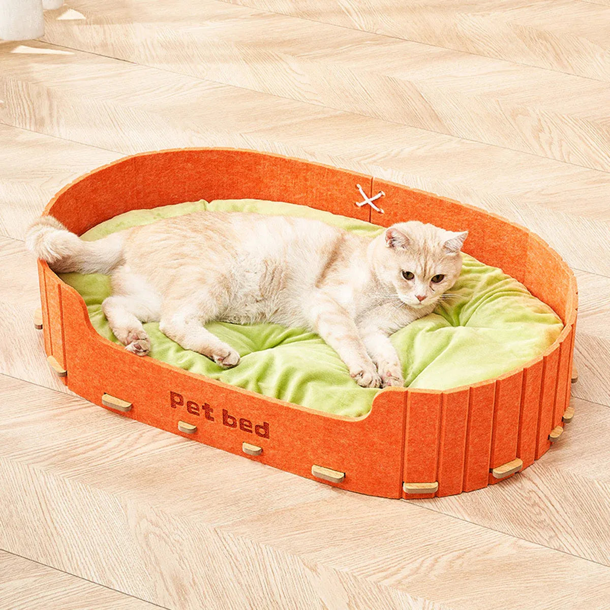 Pet Sleeping Bed Felt Cat Nest Warm Dog Bed Soft Indoor Cushion Removable Design - Orange