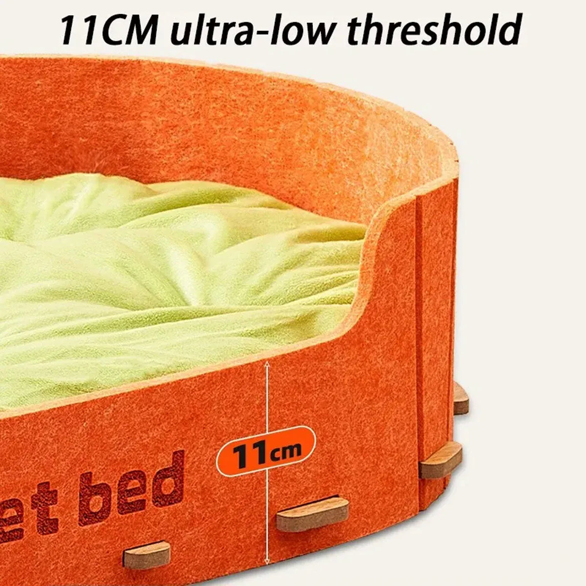 Pet Sleeping Bed Felt Cat Nest Warm Dog Bed Soft Indoor Cushion Removable Design - Orange