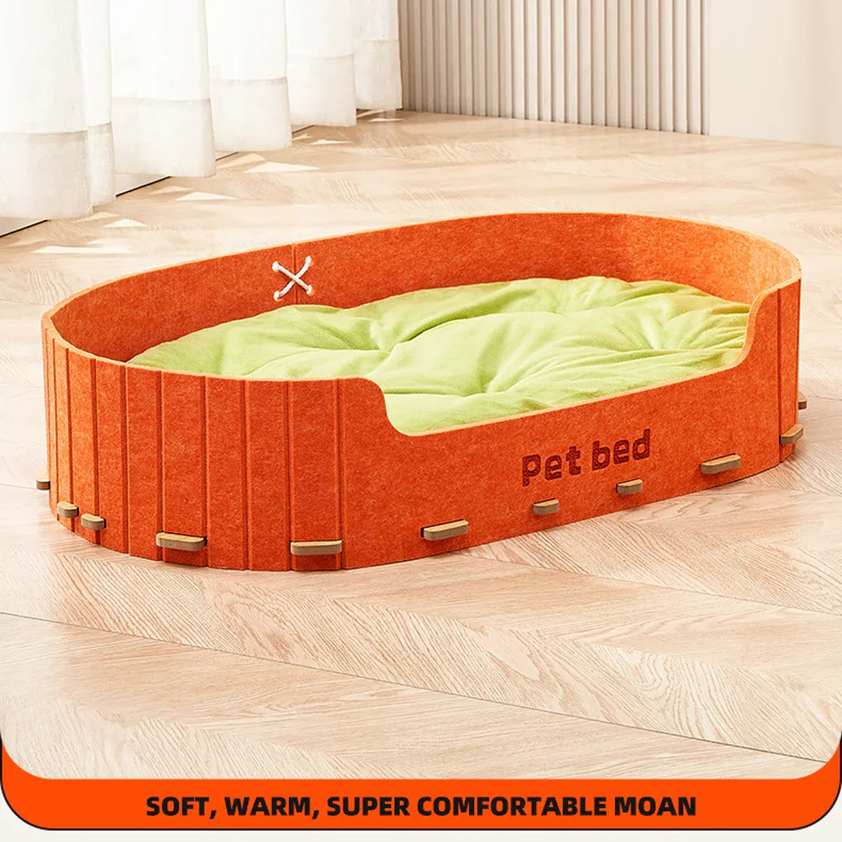 Pet Sleeping Bed Felt Cat Nest Warm Dog Bed Soft Indoor Cushion Removable Design - Orange