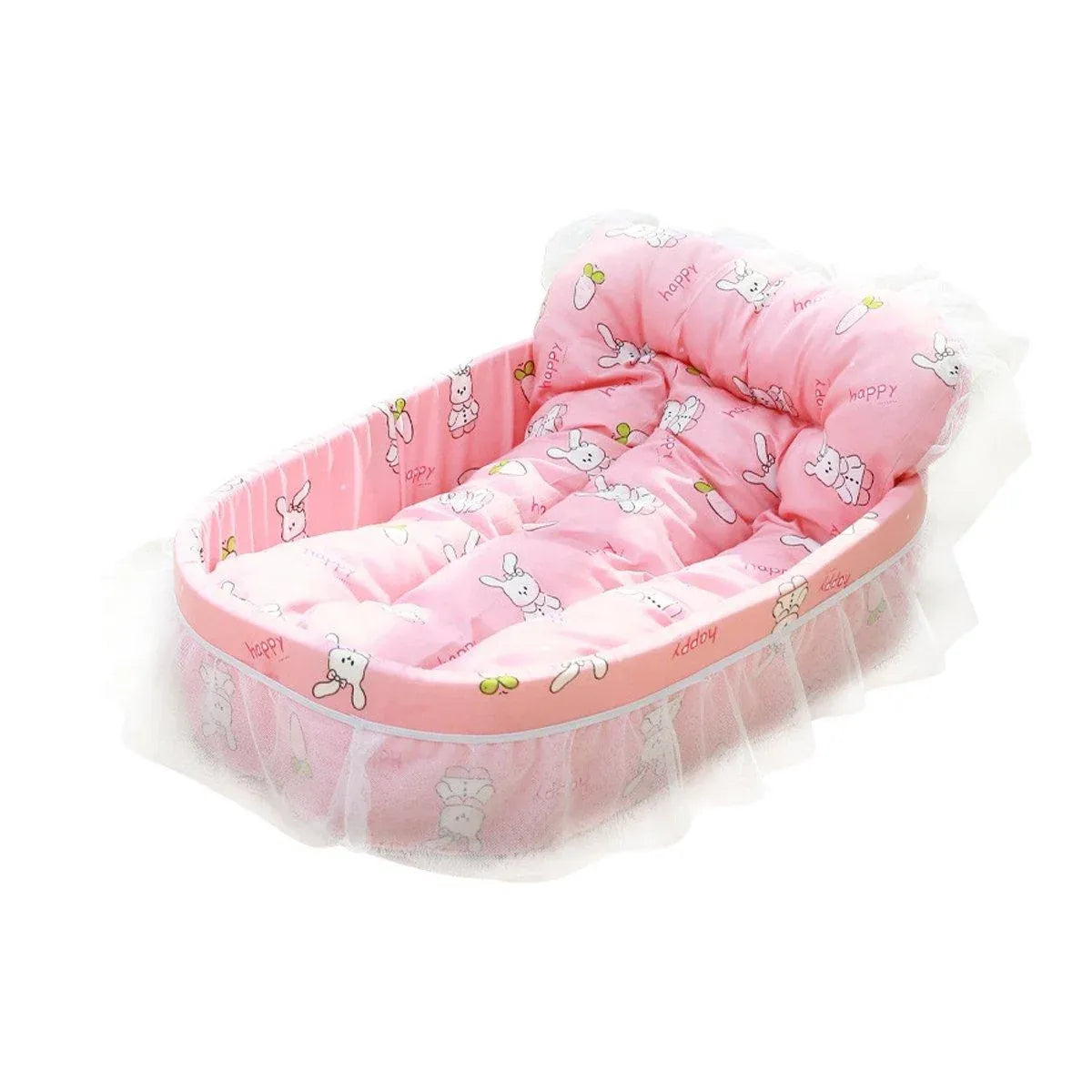 Cat Kennel Universal Cat Sleeping Nest Princess Style Lace Pet Special Kitten Cyber Red Mat - Pink