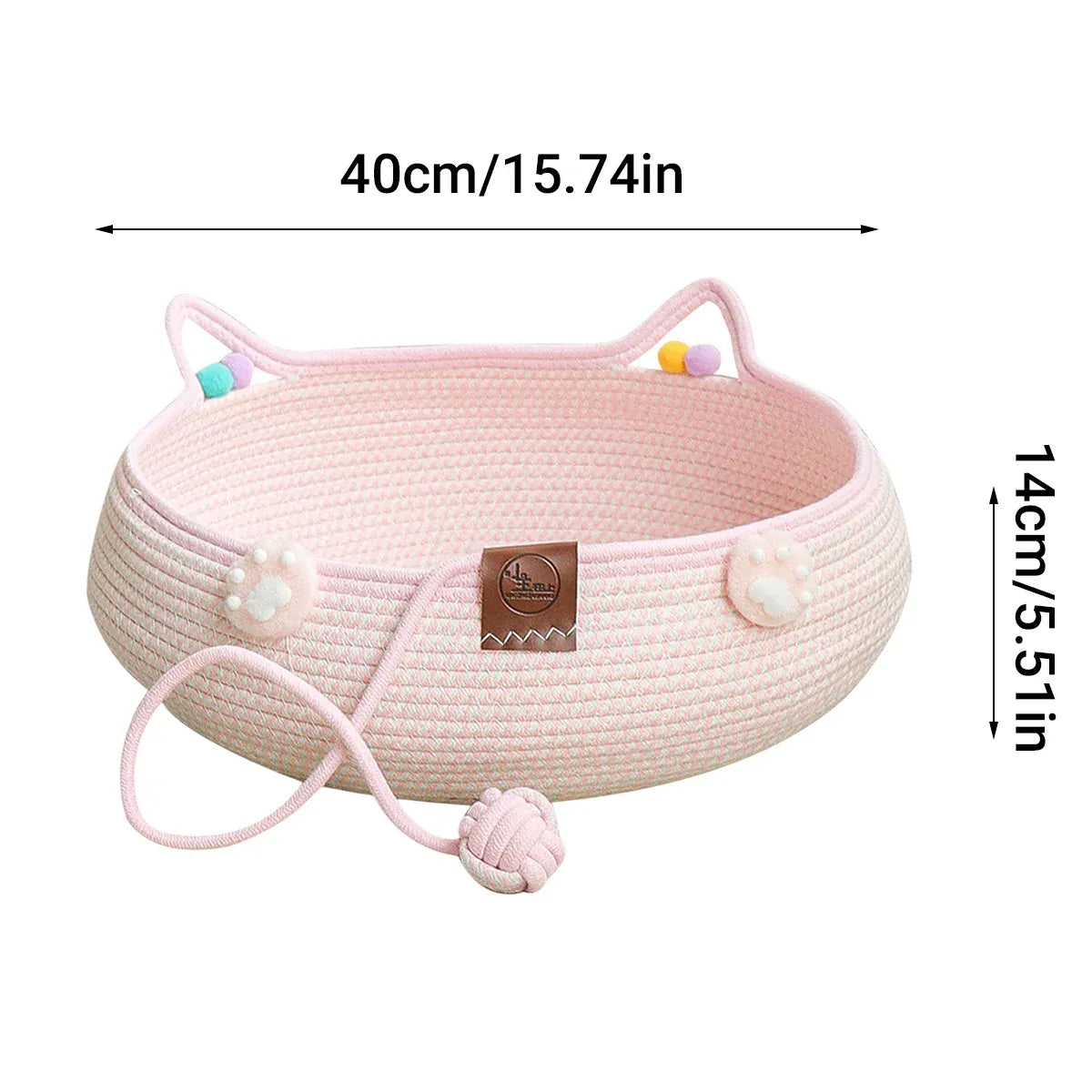 Woven Rattan Cat Bed Nest with Scratching Surface Washable Durable All Season