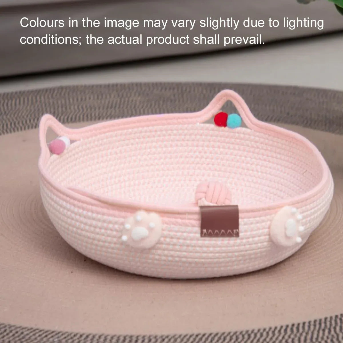 Woven Rattan Cat Bed Nest with Scratching Surface Washable Durable All Season