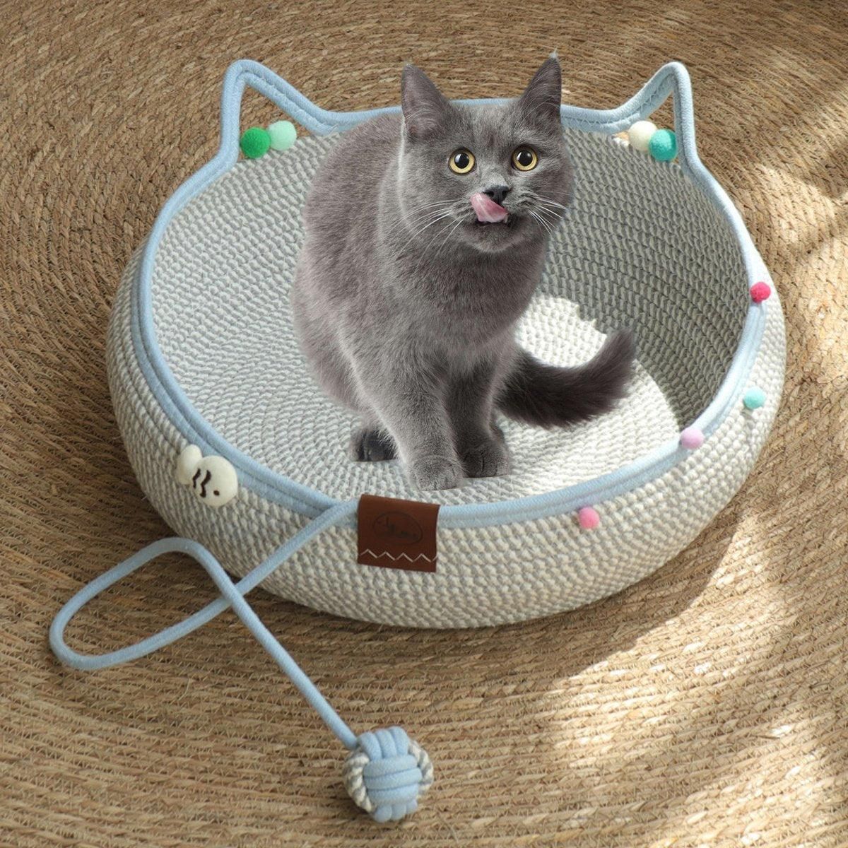 Rattan Cat Bed Weaving Cat Sleeping Basket for Cats and Pets Comfortable Resting