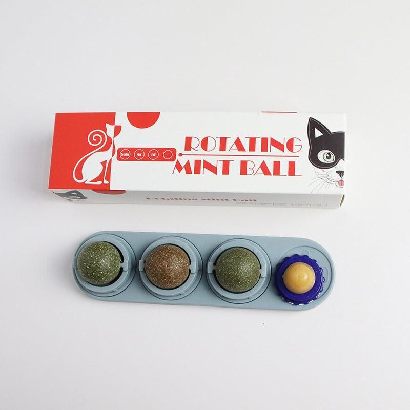 Cat Toy Catnip Ball Lick Solid Nutrition Help Digestion Wall Mount Hair Remover - Pink