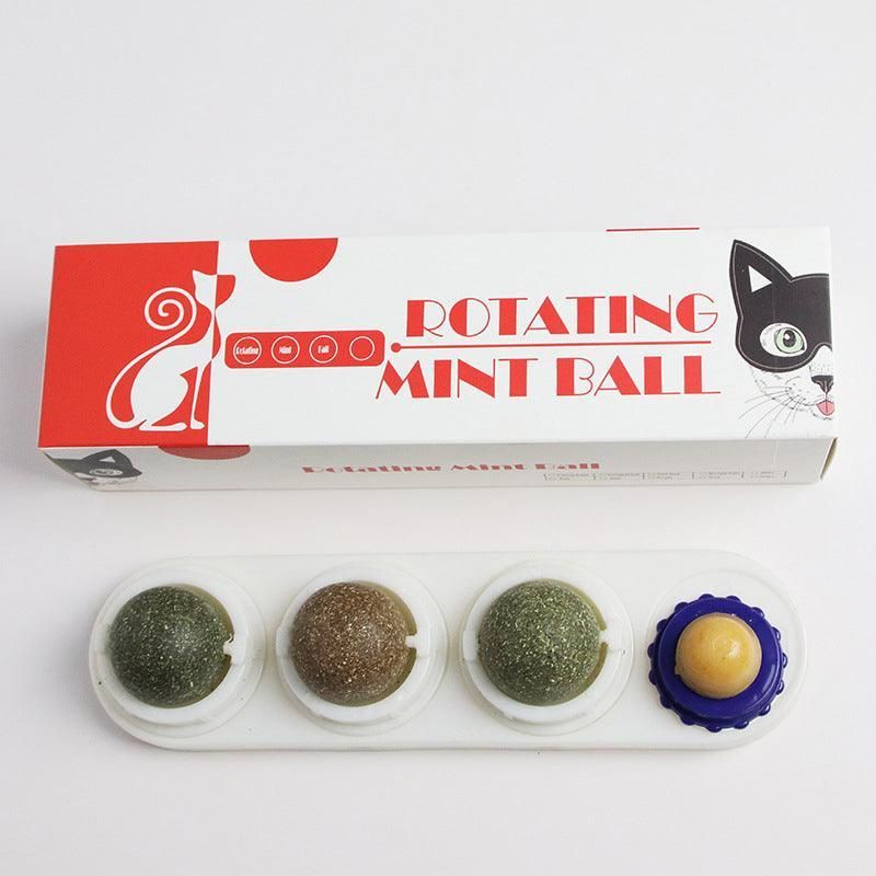 Cat Toy Catnip Ball Lick Solid Nutrition Help Digestion Wall Mount Hair Remover - Pink