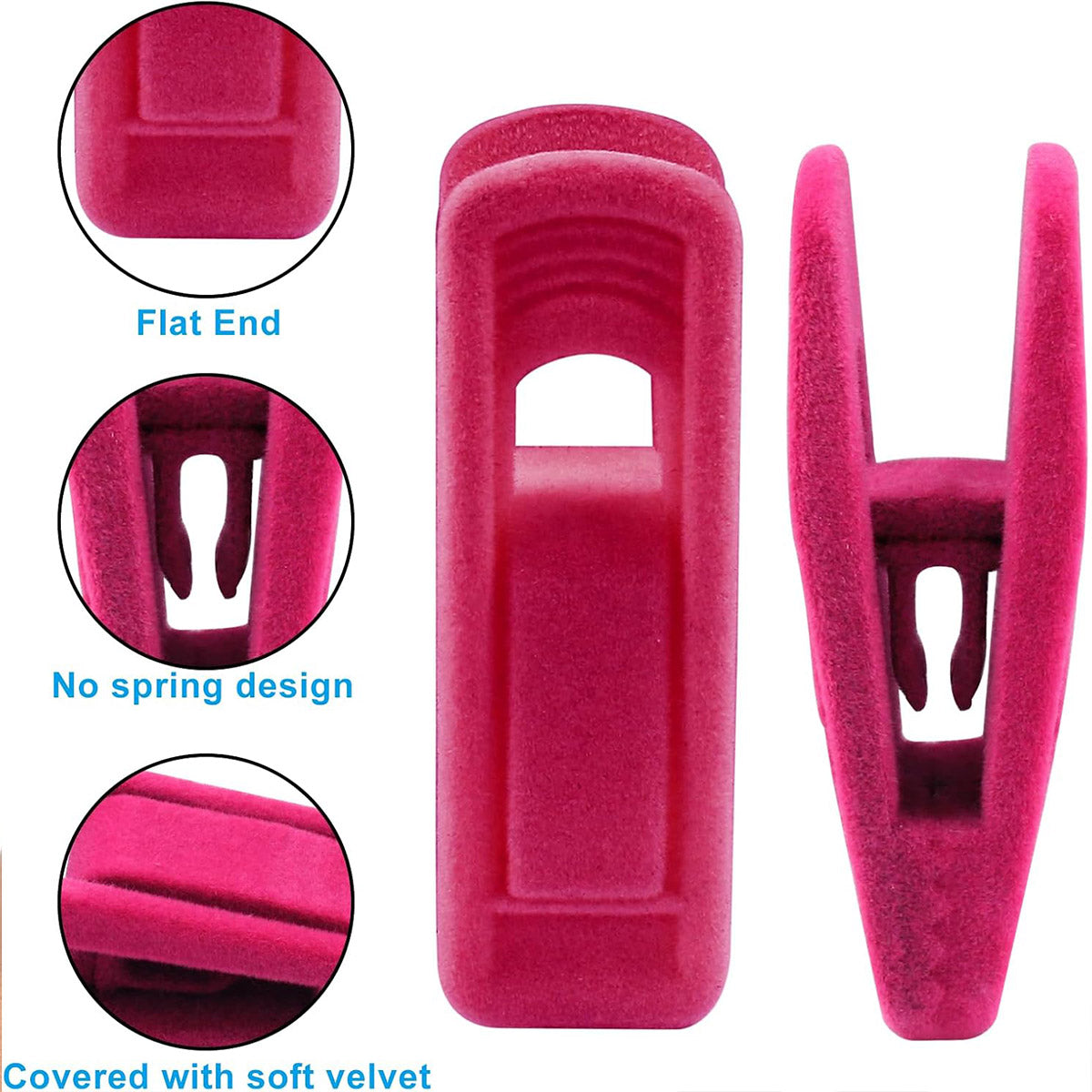 Clothes Drying Clips 20 Pack Velvet Flocking Trouser Pegs Hanger Grip Clamp Set - Beige