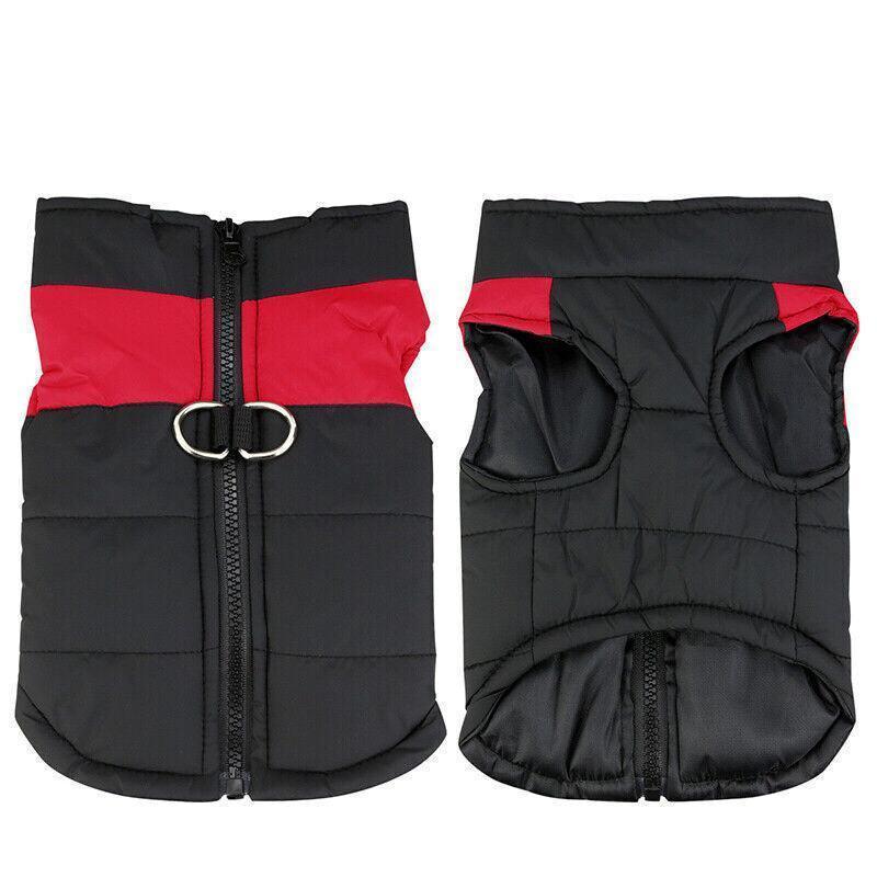 L Size Large Dog Jacket Padded Waterproof Pet Clothes Warm Windbreaker Vest Coat Winter - Red