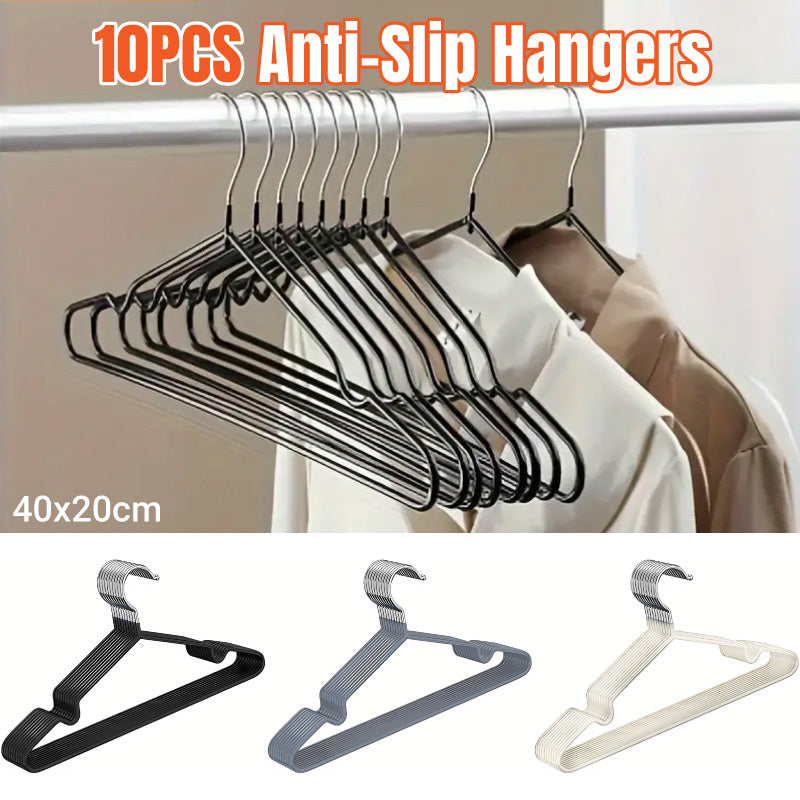 Clothes Hangers 10 Pack Anti Slip Plastic Hanger Clothes Rack Organizer - Grey