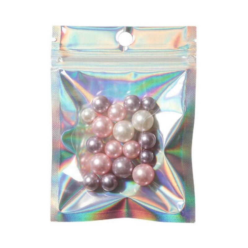 100/200X Iridescent Zip Bags for Food Storage & Holographic Makeup Pouch - 7*10cm 200PCS