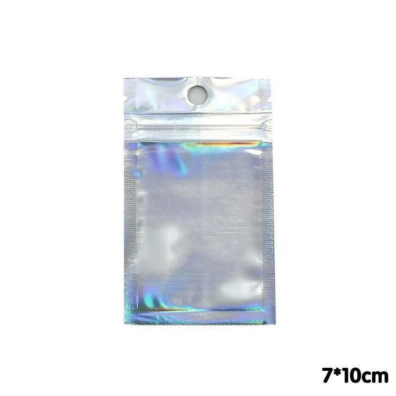 100/200X Iridescent Zip Bags for Food Storage & Holographic Makeup Pouch - 9*12cm 200PCS