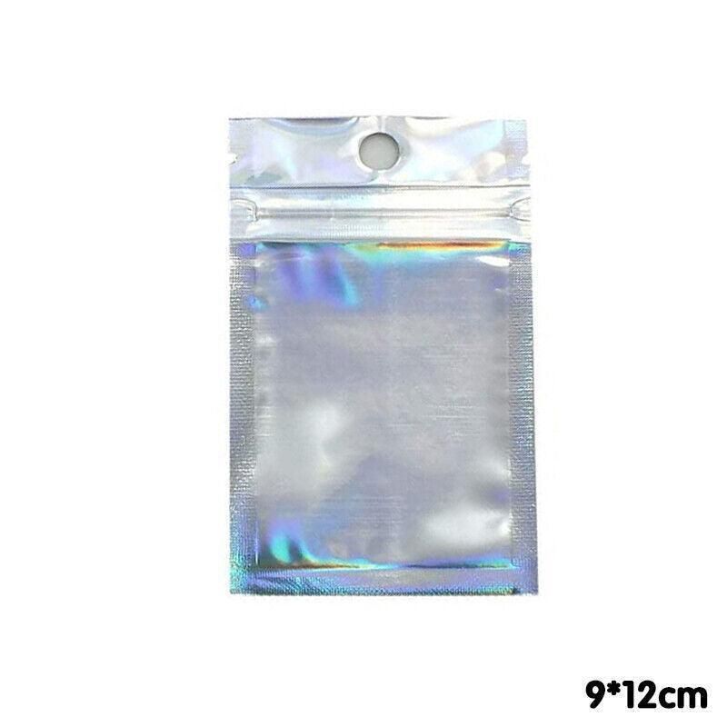 100/200X Iridescent Zip Bags for Food Storage & Holographic Makeup Pouch - 9*12cm 200PCS