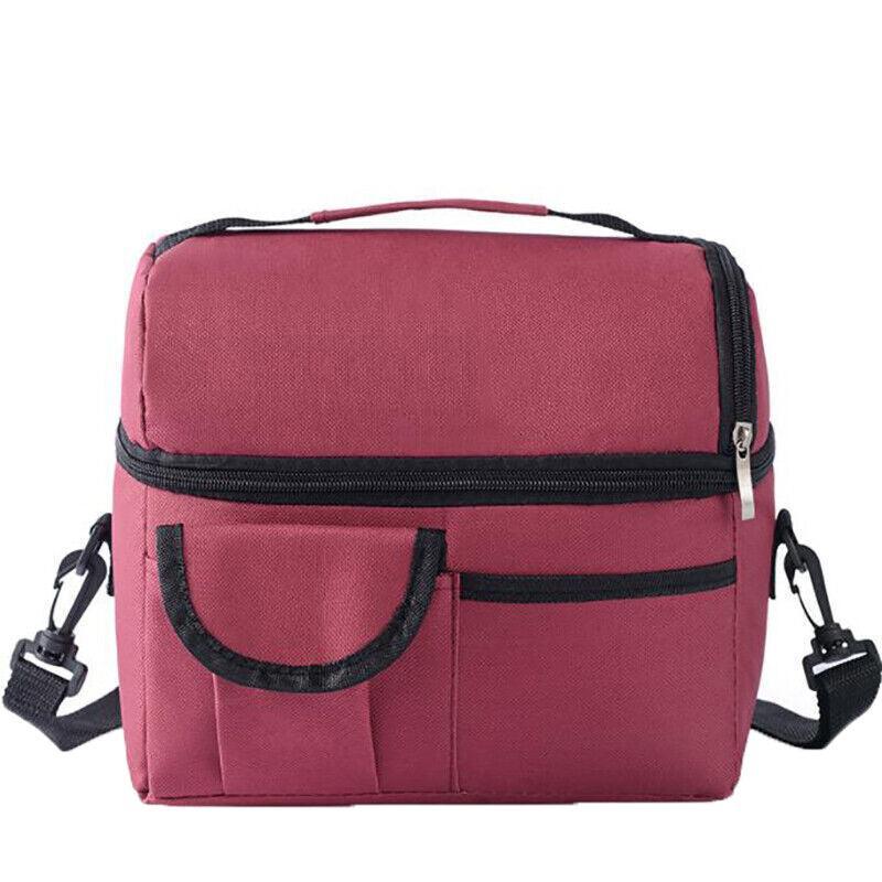 Insulated Lunch Bag Box Tote Cooler For Women Men Hot Cold Food Thermal - Red