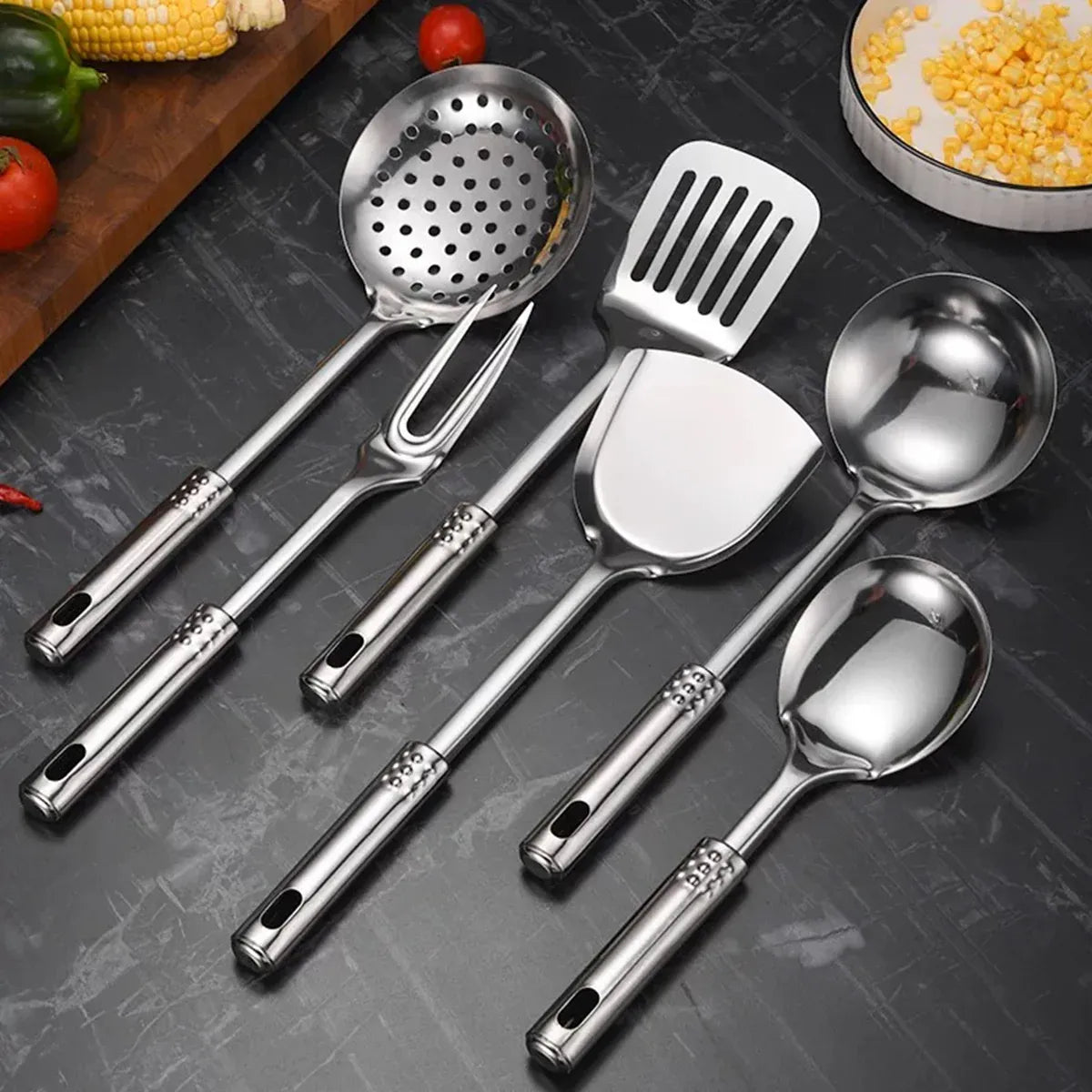 Stainless Steel Thickened 7PCS Kitchen Utensils Set Heat Resistant Cooking Tools