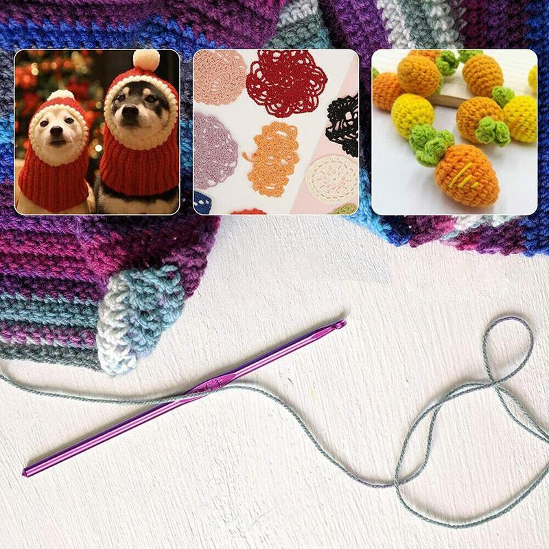 50PCS Hooks Set Crochet Sewing Tools Knitting Needles Aluminum DIY Weave Craft