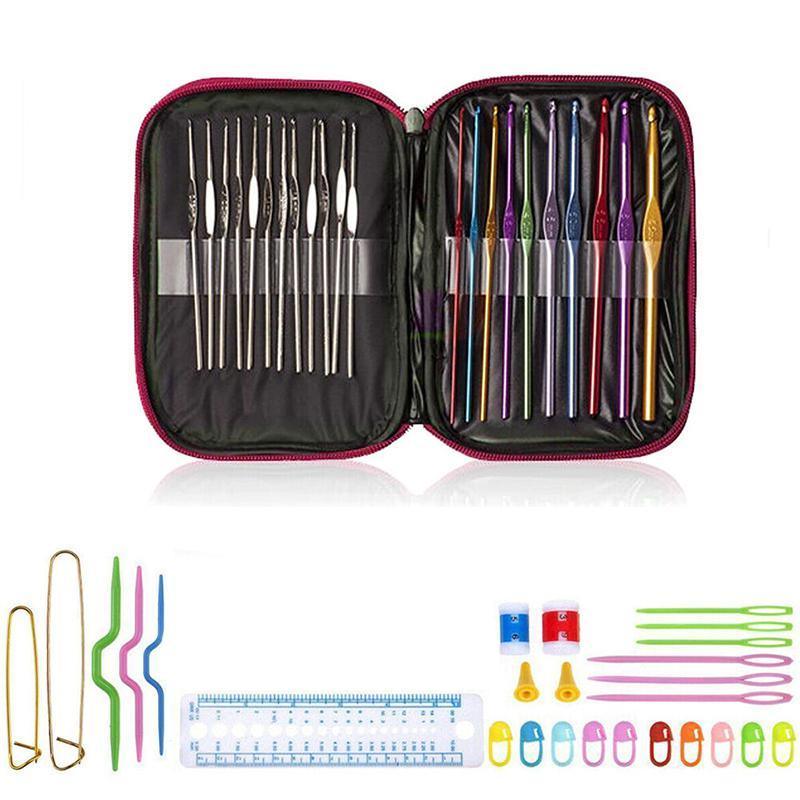 50PCS Hooks Set Crochet Sewing Tools Knitting Needles Aluminum DIY Weave Craft