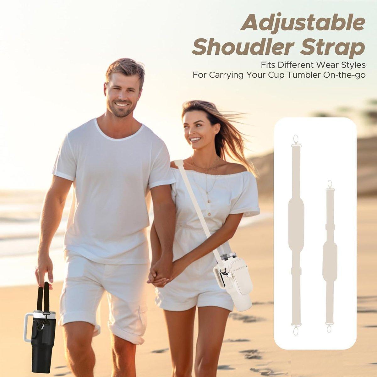 Portable Cup Sleeve Drink Holder Reusable Water Bottle Carrier Travel Bag - Grey